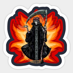 Lady death on fire / Santa muerte con flamas por sirako Sticker